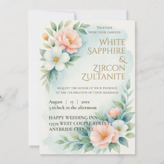 Invitación a la boda floral azul y Rubor