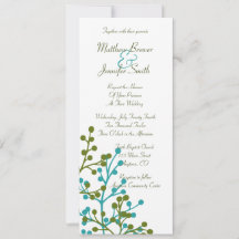 Invitación a la boda floral azul y verde