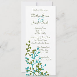 Invitación a la boda floral azul y verde