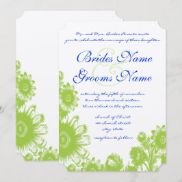 Invitación a la boda floral azul y verde Lapis