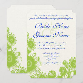 Invitación a la boda floral azul y verde Lapis