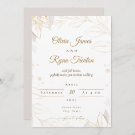 Invitación a la boda floral beige