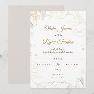 Invitación a la boda floral beige