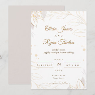 Invitación a la boda floral beige