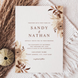 Invitación a la boda floral Beige Boho