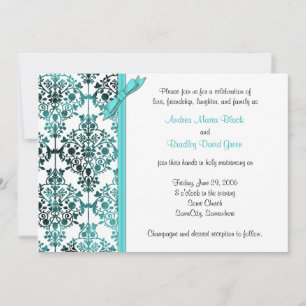 Invitación a la boda floral Black White Aqua Damas
