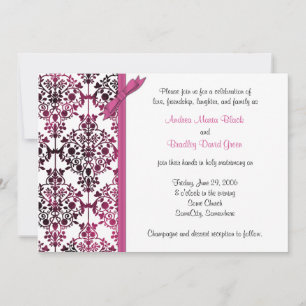 Invitación a la boda floral Black White Pink Damas