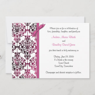 Invitación a la boda floral Black White Pink Damas