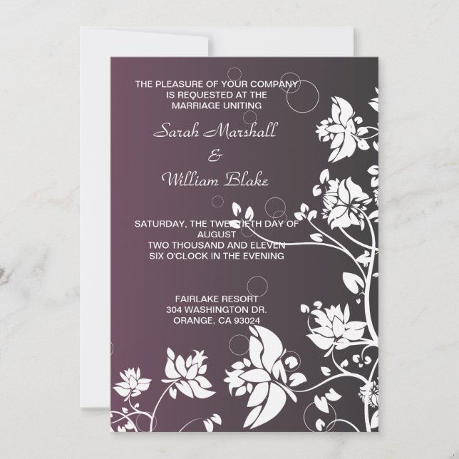Invitación a la boda floral blanca (Anverso)