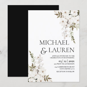 Invitación a la boda floral blanca