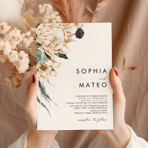 Invitación a la boda floral blanca