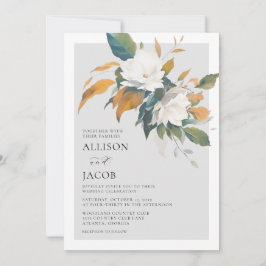 Invitación a la boda floral blanca