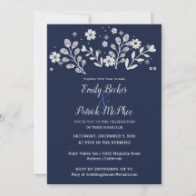 Invitación a la boda floral blanca