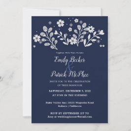 Invitación a la boda floral blanca