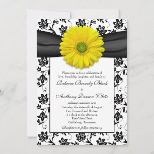 Invitación a la boda floral blanca amarilla