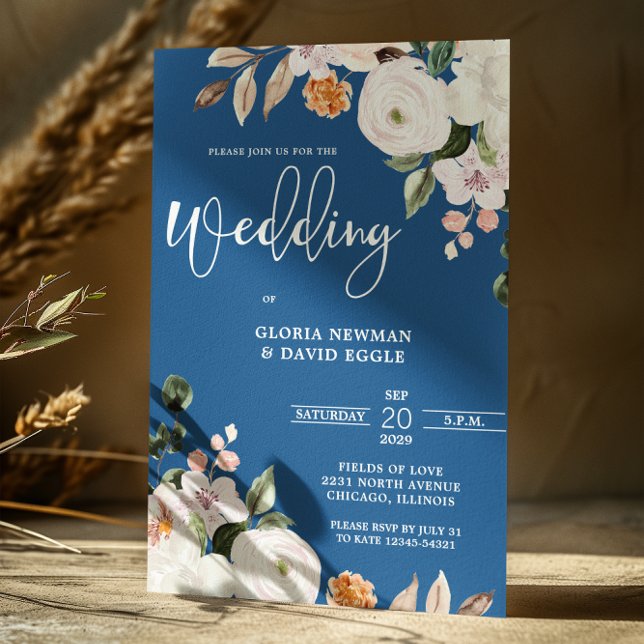 Invitación a la boda floral blanca clásica (Subido por el creador)