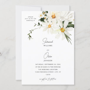 Invitación a la boda floral blanca de Daisy v2