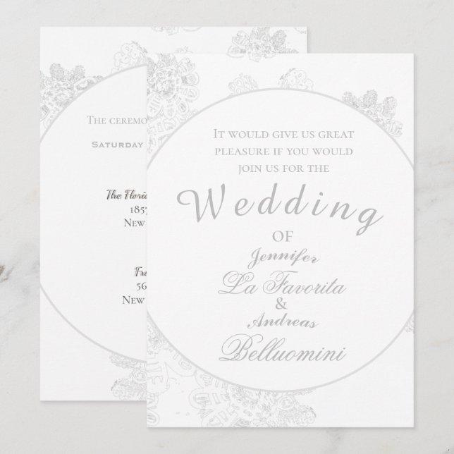 Invitación a la boda floral blanca de invierno sim (Anverso / Reverso)
