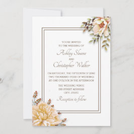 Invitación a la boda floral blanca de marfil de ch