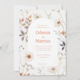 Invitación a la boda floral blanca de otoño