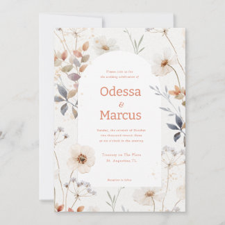 Invitación a la boda floral blanca de otoño