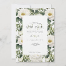 Invitación a la Boda Floral Blanca de Verdor