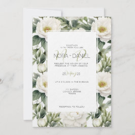 Invitación a la Boda Floral Blanca de Verdor