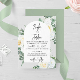 Invitación a la boda floral blanca en Bloom