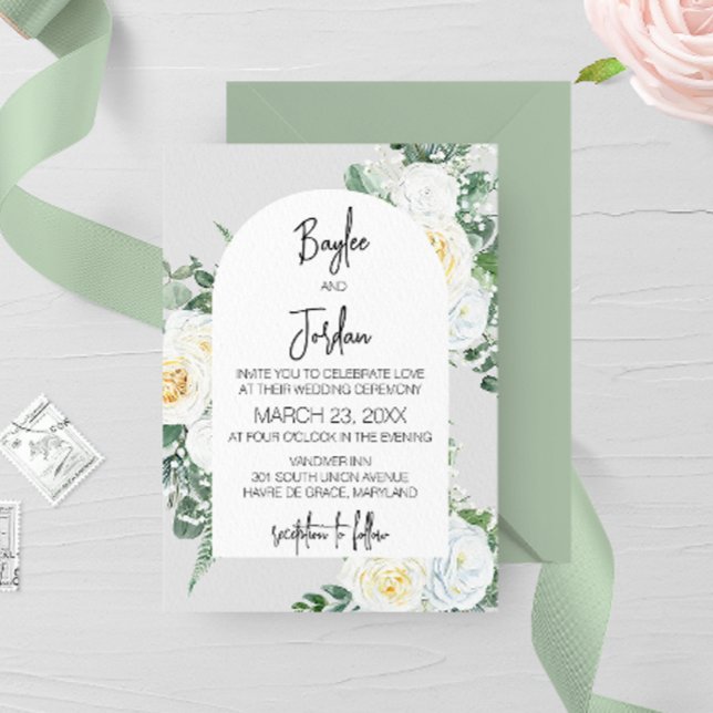 Invitación a la boda floral blanca en Bloom (Subido por el creador)