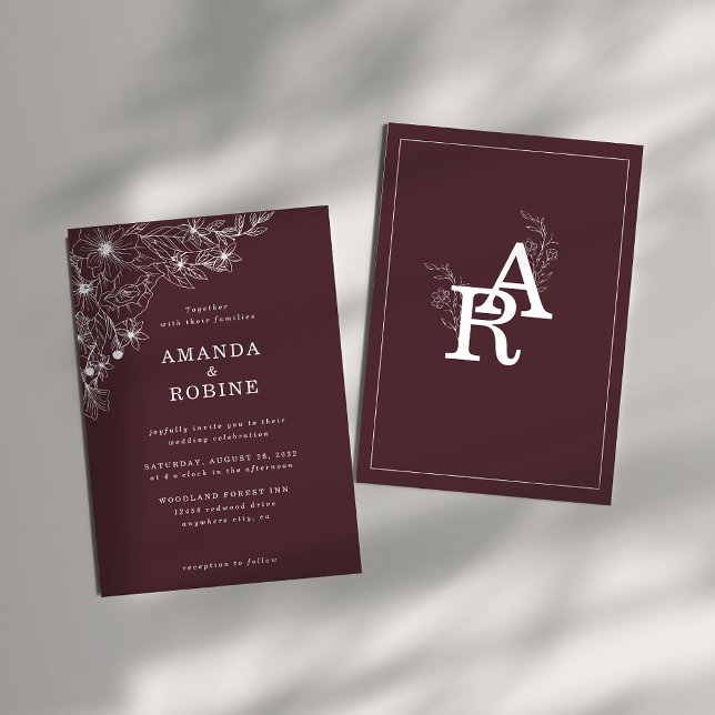 Invitación a la boda floral blanca moderna (Subido por el creador)