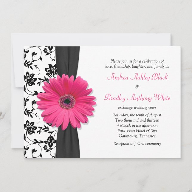 Invitación a la boda floral blanca rosada (Anverso)
