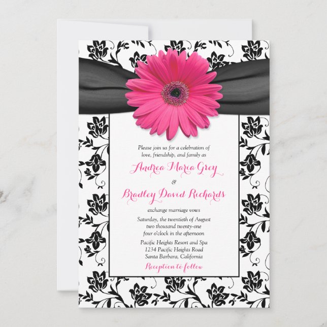 Invitación a la boda floral blanca rosada de marea (Anverso)
