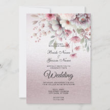 Invitación a la boda floral blanca rosada moderna