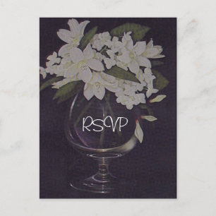 Invitación a la boda floral blanca RSVP con foto