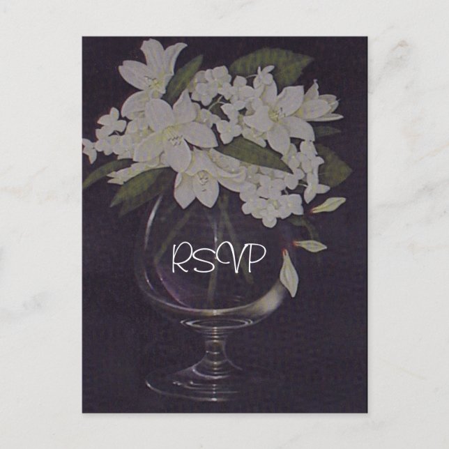 Invitación a la boda floral blanca RSVP con foto (Anverso)