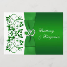 Invitación a la boda floral blanca, verde RIBBON I