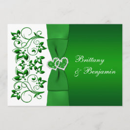 Invitación a la boda floral blanca, verde RIBBON I