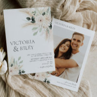 Invitación a la Boda Floral Blanca Verde Victoria