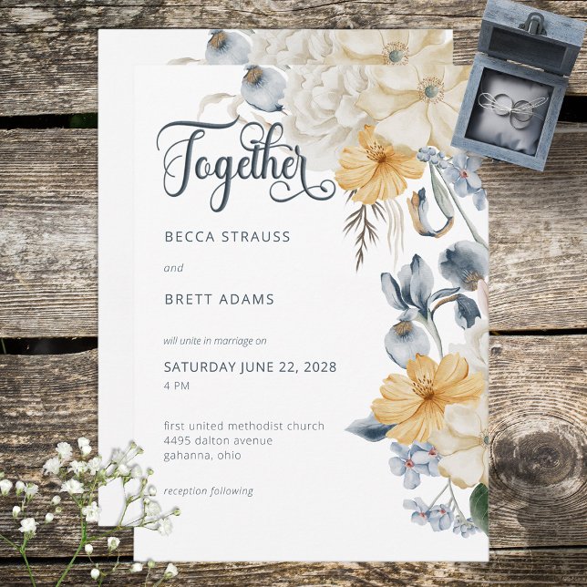 Invitación a la boda floral blanca y amarilla (Subido por el creador)