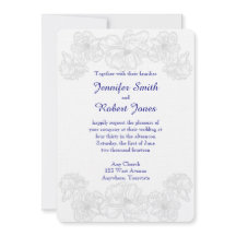 Invitación a la boda floral blanca y azul de la ma