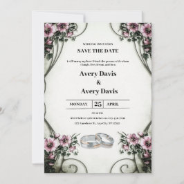 Invitación a la boda floral blanca y beige
