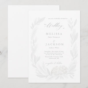 Invitación a la boda floral blanca y húmeda