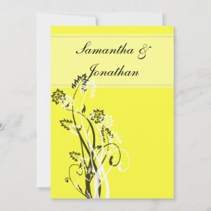 Invitación a la boda floral blanca y negra