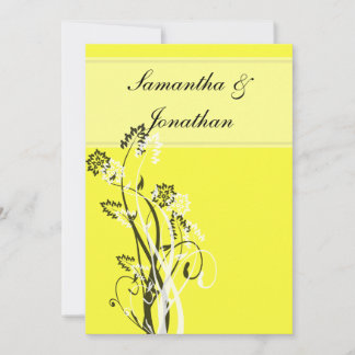 Invitación a la boda floral blanca y negra