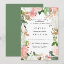 Invitación a la boda floral blanca y Rubor