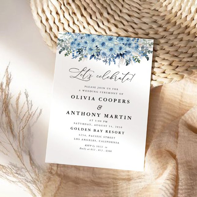 Invitación a la boda floral Blue Boho (Subido por el creador)