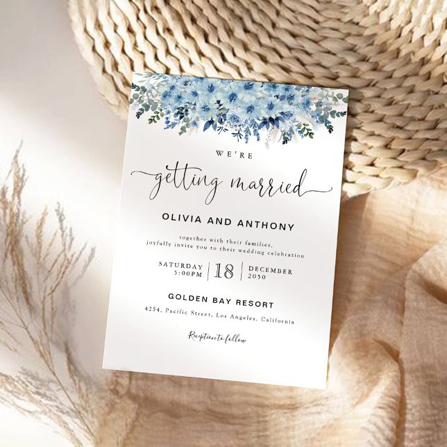 Invitación a la boda floral Blue Boho (Subido por el creador)