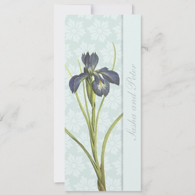 Invitación a la boda floral Blue Iris (Anverso)