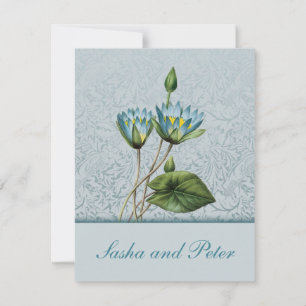 Invitación a la boda floral Blue Lotus RSVP