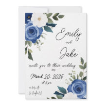 Invitación a la boda floral Blue Pastel